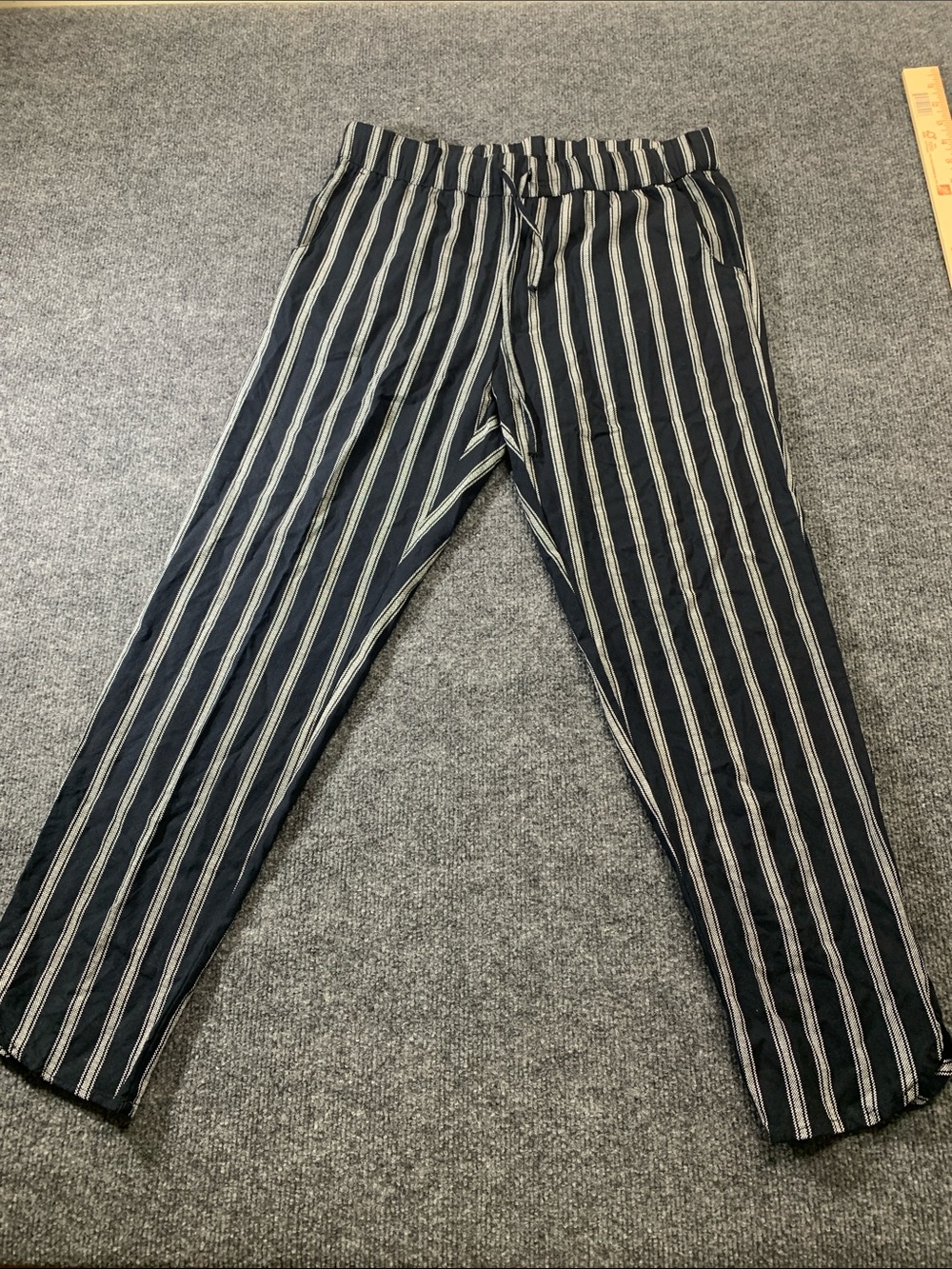 American Eagle Outfitters Black Pants with White Vertical Stripes